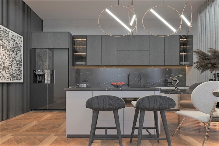 Новый комплекс вилл с панорамным видом на море в районе Тепе