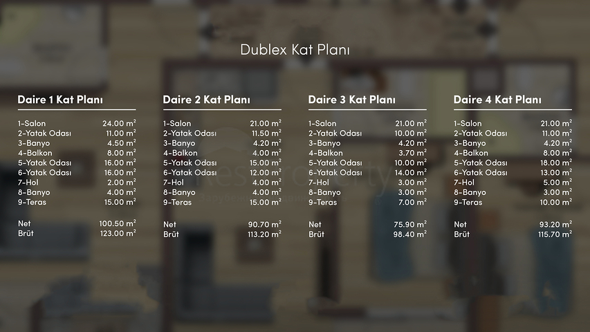 Квартиры планировки 2+1 дуплекс в микрорайоне Хурма - Анталия