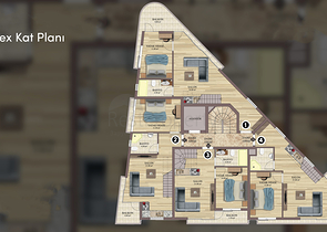 Квартиры планировки 2+1 дуплекс в микрорайоне Хурма - Анталия