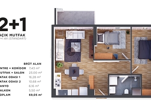 Квартиры планировки 1+1 и 2+1 в районе Кепез - Анталия