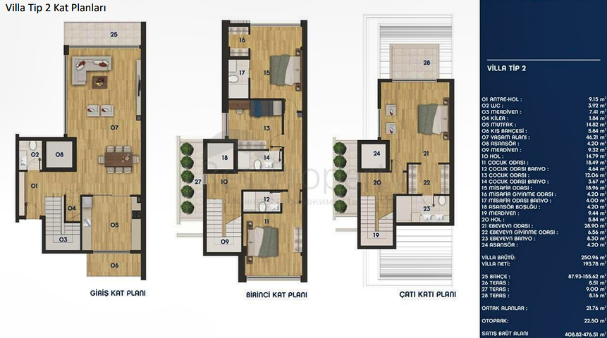 Виллы планировки 4+1 в районе Дошемеалты - Анталия 