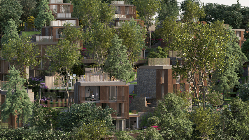 Виллы в районе Чекмекёй с потрясающим панорамным видом на лес