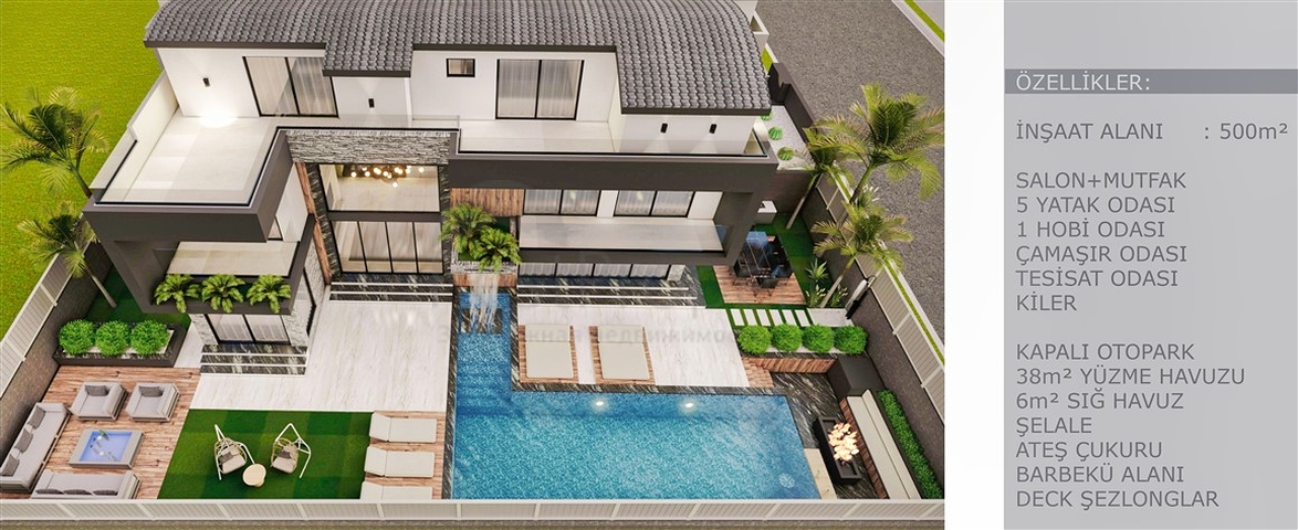 Вилла планировки 6+1 в микрорайоне Эрменек - Анталия