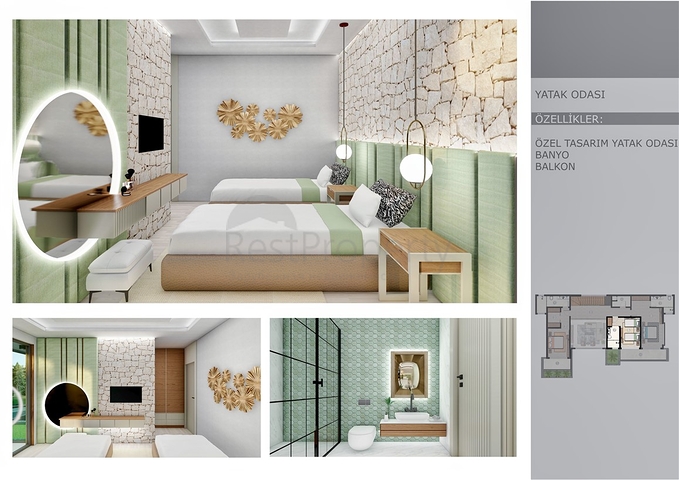 Вилла планировки 6+1 в микрорайоне Эрменек - Анталия