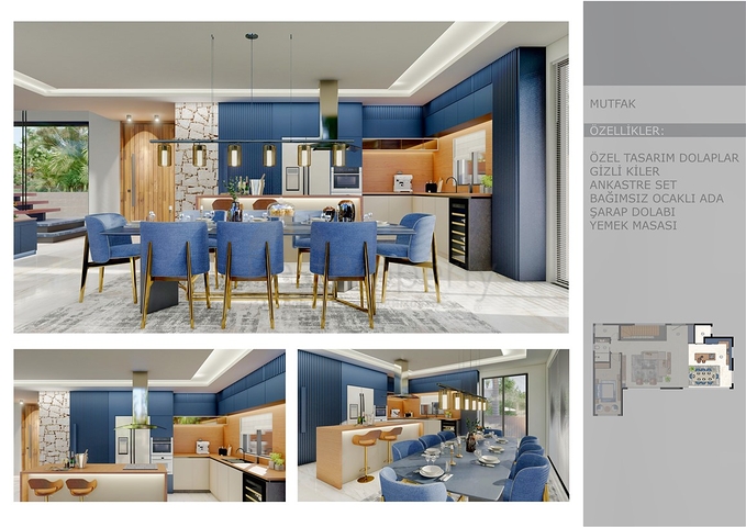 Вилла планировки 6+1 в микрорайоне Эрменек - Анталия