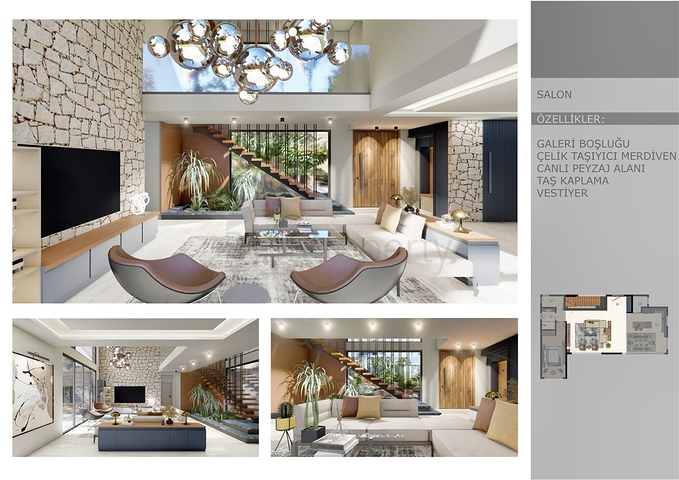 Вилла планировки 6+1 в микрорайоне Эрменек - Анталия