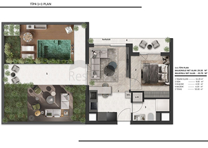 Квартиры планировки 1+1 в районе Алтынташ - Анталия 