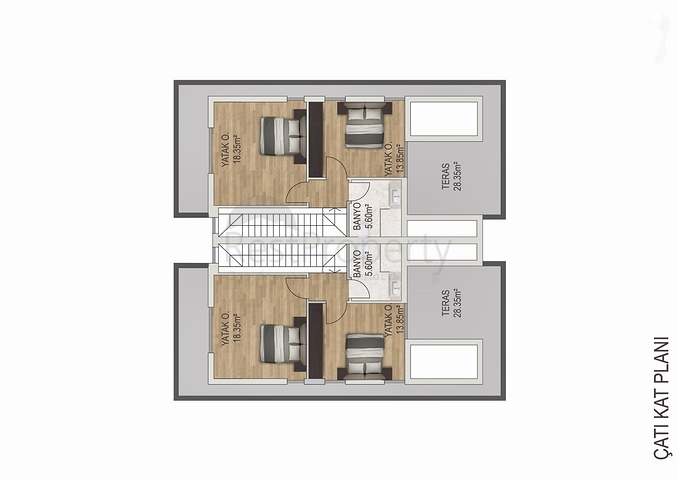 Вилла планировки 4+1 в микрорайоне Эрменек - Анталия