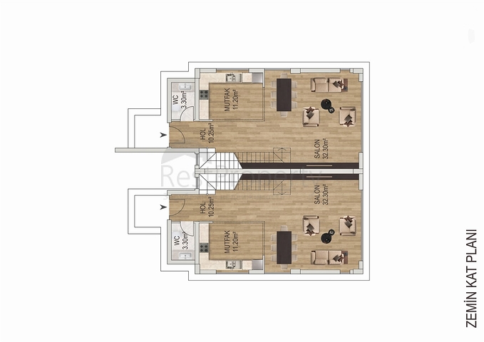 Вилла планировки 4+1 в микрорайоне Эрменек - Анталия