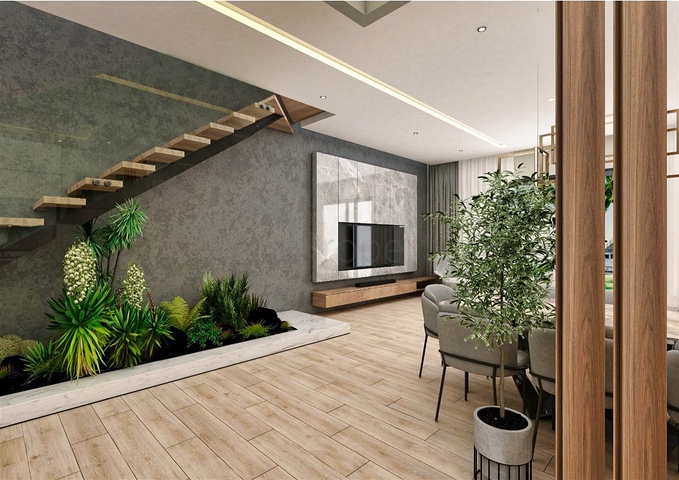 Вилла планировки 4+1 в микрорайоне Эрменек - Анталия