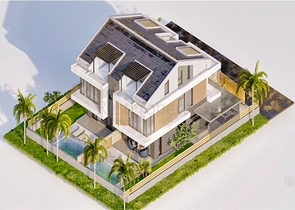 Вилла планировки 4+1 в микрорайоне Эрменек - Анталия