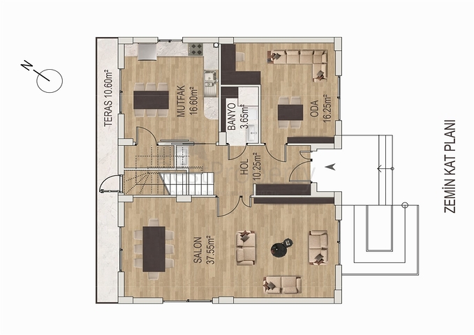 Вилла планировки 5+1 в микрорайоне Эрменек - Анталия
