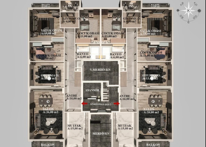 Квартиры планировки 2+1 , 3+1 и 4+1 в районе Кепез - Анталия