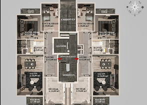 Квартиры планировки 2+1 , 3+1 и 4+1 в районе Кепез - Анталия