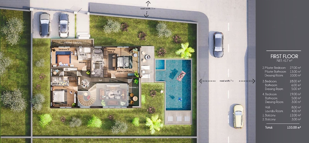 Вилла планировки 4+1 в районе Белек - Анталия 