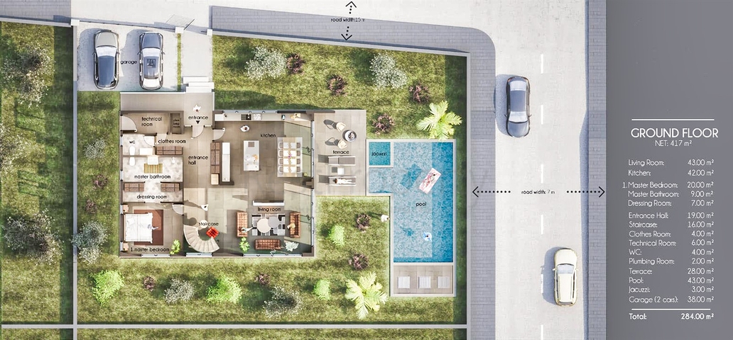 Вилла планировки 4+1 в районе Белек - Анталия 