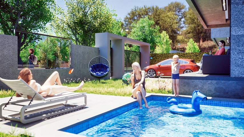 Вилла планировки 6+1 в районе Аксу- Анталия 