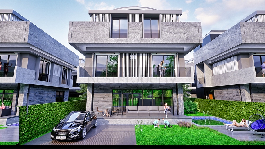 Вилла планировки 6+1 в районе Аксу- Анталия 