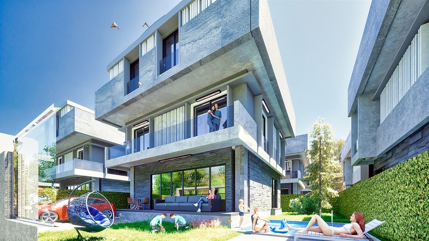 Вилла планировки 6+1 в районе Аксу- Анталия 