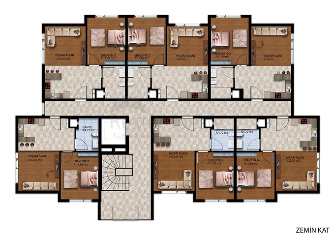 Квартира планировки 1+1 в районе Алтынташ - Анталия 