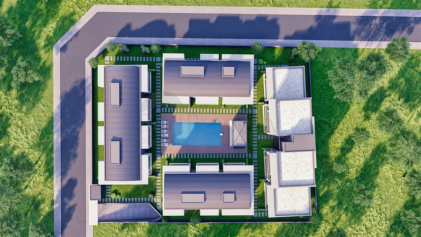 Виллы планировки 3+1 и 5+2 в микрорайоне Гюзельюрт - Анталия 