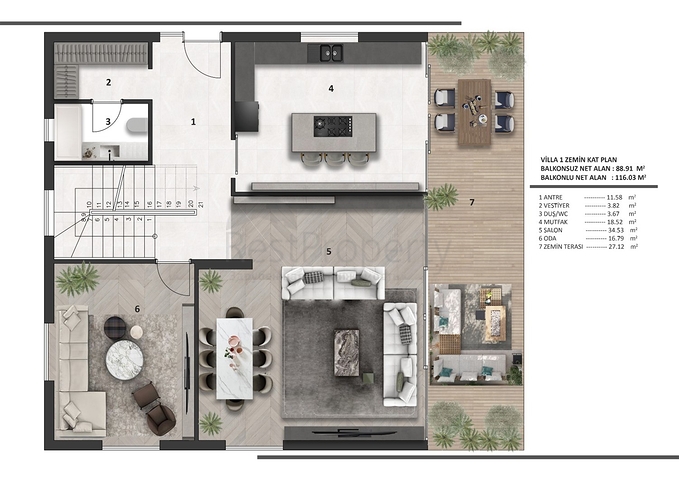 Инвестиционный проект виллы в микрорайоне Эрменек - Анталия 