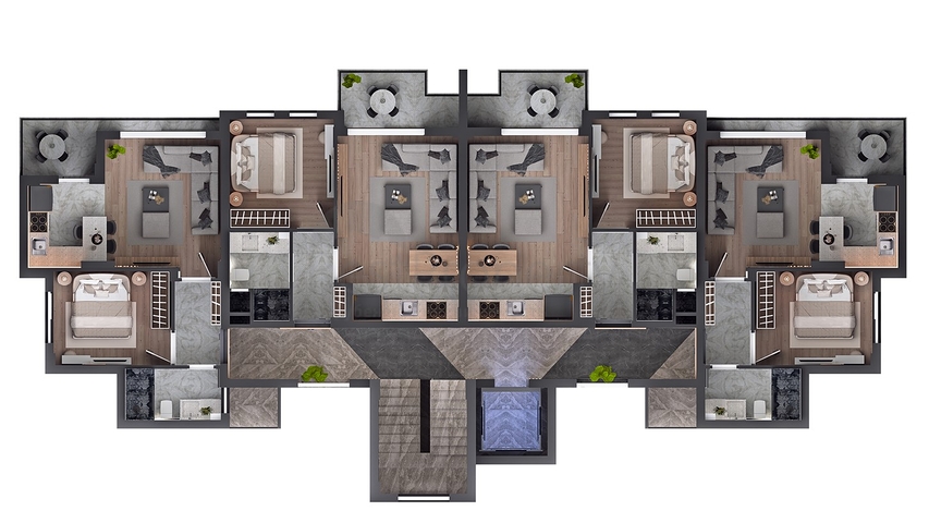 Квартира планировки 1+1 в районе Алтынташ - Анталия 