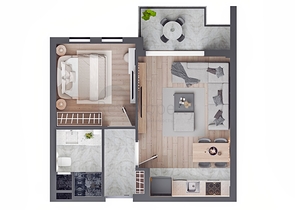 Квартира планировки 1+1 в районе Алтынташ - Анталия 