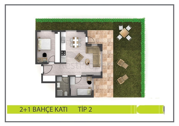 Квартира планировки 2+1 в микрорайоне Алтынова - Анталия 
