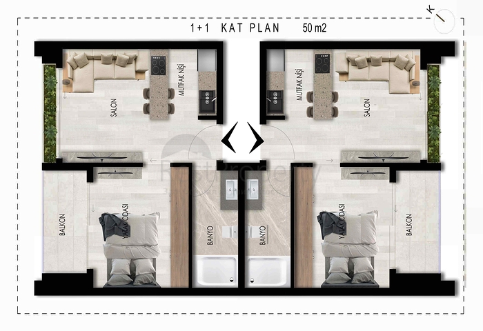 Квартиры планировки 1+1 и 2+1 в районе Кепез - Анталия 