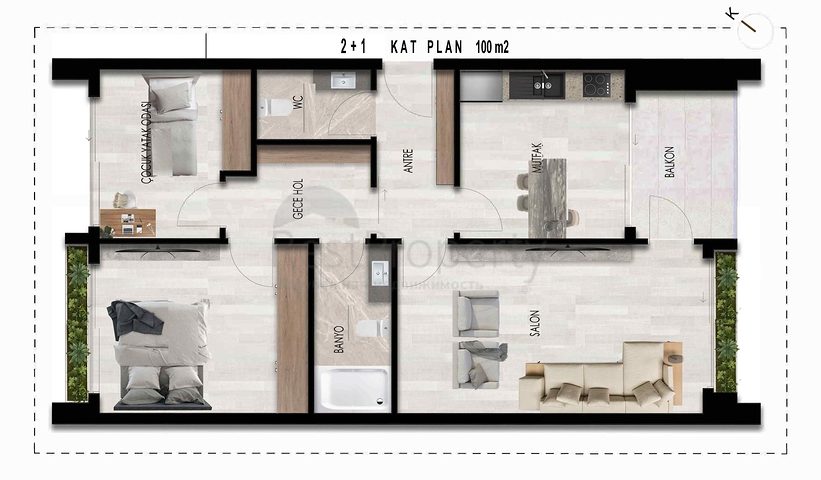 Квартиры планировки 1+1 и 2+1 в районе Кепез - Анталия 