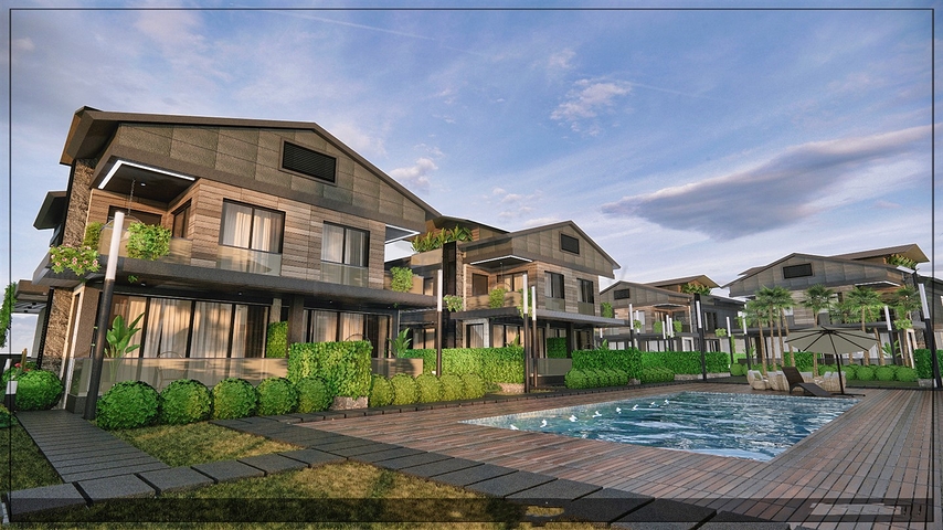 Вилла планировки 4+1 в микрорайоне Алтынкале - Анталия 