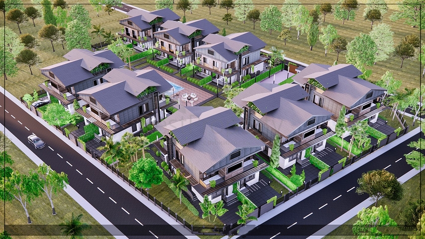 Вилла планировки 4+1 в микрорайоне Алтынкале - Анталия 