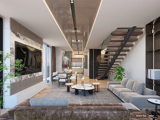 Вилла планировки 4+1 в микрорайоне Алтынкале - Анталия 