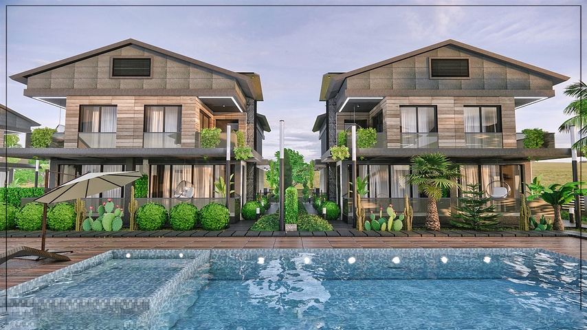 Вилла планировки 4+1 в микрорайоне Алтынкале - Анталия 