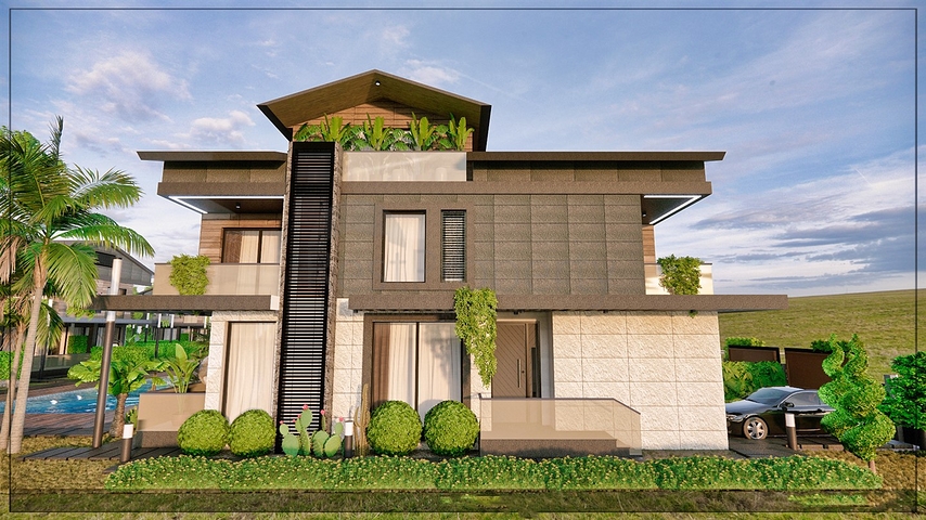 Вилла планировки 4+1 в микрорайоне Алтынкале - Анталия 