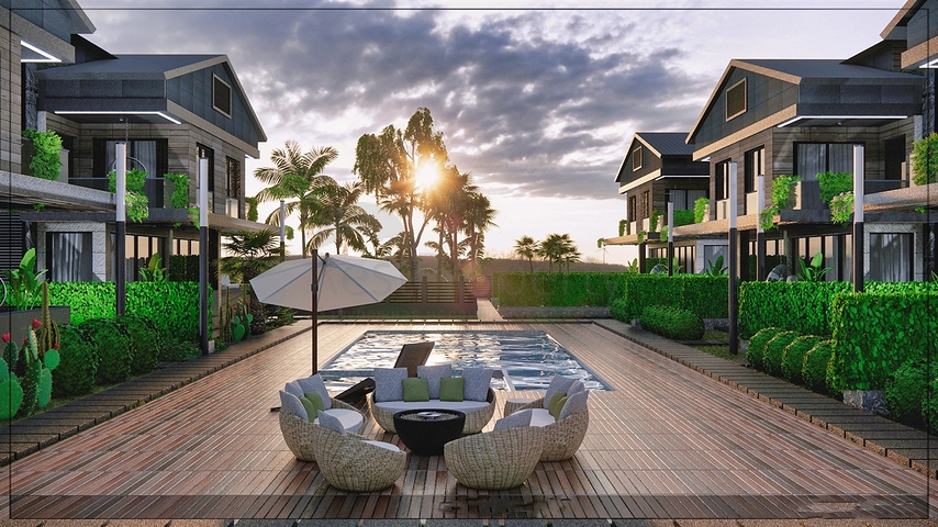 Вилла планировки 4+1 в микрорайоне Алтынкале - Анталия 