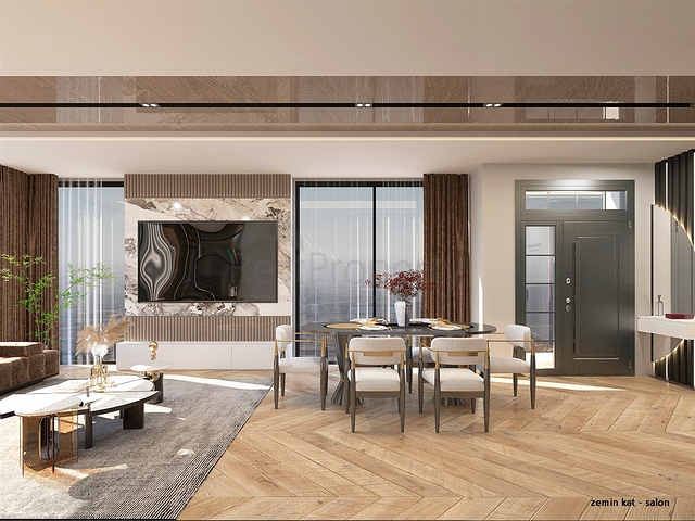 Вилла планировки 4+1 в микрорайоне Алтынкале - Анталия 