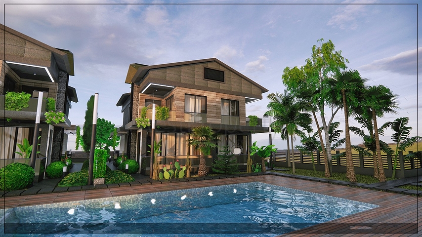 Вилла планировки 4+1 в микрорайоне Алтынкале - Анталия 