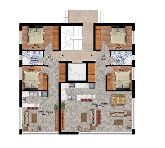 Квартиры планировки 2+1,3+1 и 4+1 дуплекс в микрорайоне Хурма - Анталия 