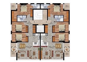Квартиры планировки 2+1,3+1 и 4+1 дуплекс в микрорайоне Хурма - Анталия 