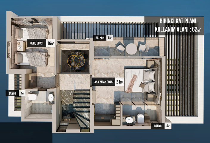 Вилла планировки 3+1 в районе Фетхие - Анталия 