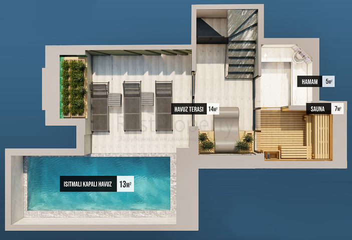 Вилла планировки 3+1 в районе Фетхие - Анталия 