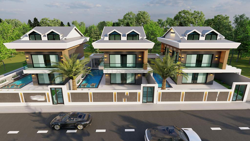 Вилла планировки 4+1 в районе Фетхие - Анталия 