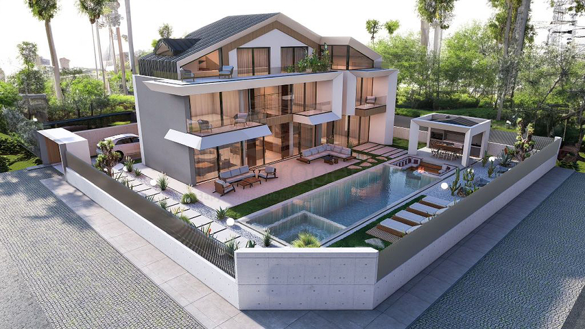 Вилла планировки 5+1 в районе Фетхие - Анталия 