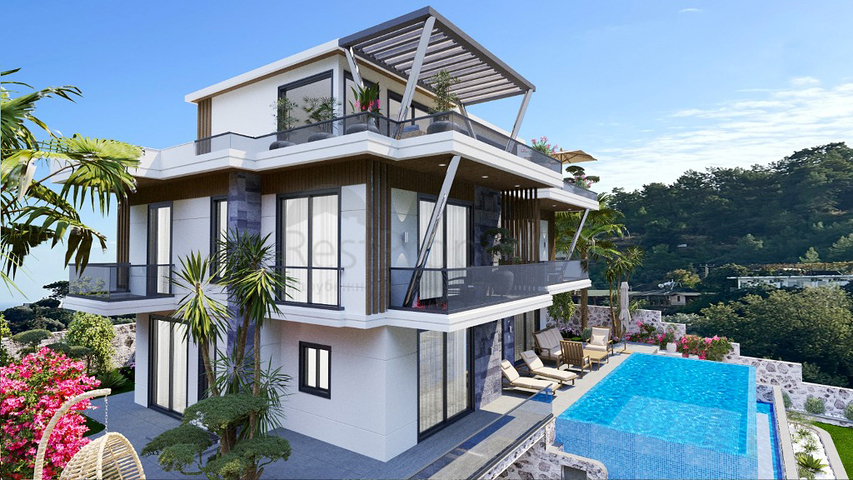 Вилла планировки 6+1 в районе Фетхие - Анталия 