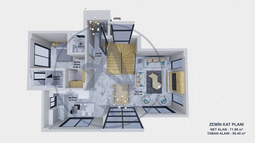 Вилла планировки 6+1 в районе Фетхие - Анталия 