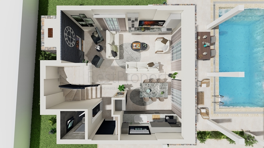 Вилла планировки 4+1 в районе Фетхие - Анталия 