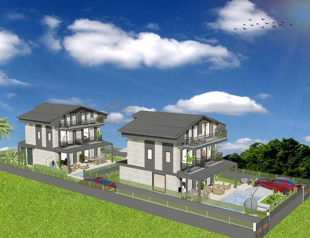 Вилла планировки 4+1 в районе Фетхие - Анталия 