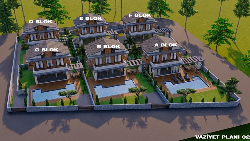 Вилла планировки 4+1 в районе Фетхие - Анталия  Вилла планировки 4+1 в районе Фетхие - Анталия